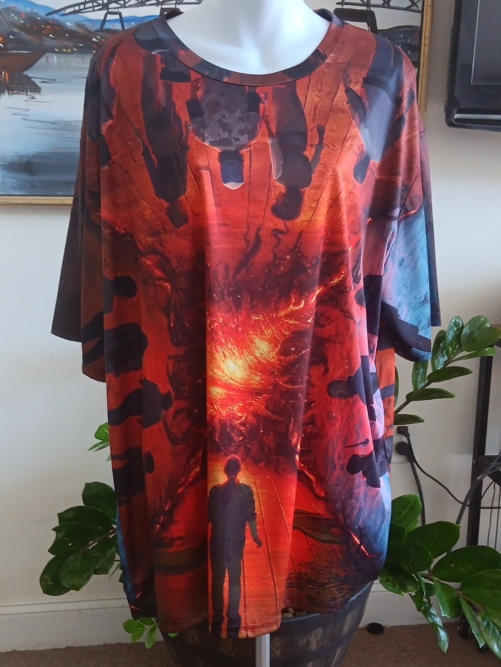 Stranger Things into the upside portal T-Shirt  Stretchy P2P 25.5" L 32.5" 4XL